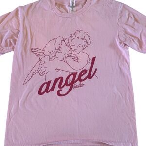Angel Graphic Baby Tee Pink Red Cherub Koko Y2K Coquette Soft Girl Size S Cotton